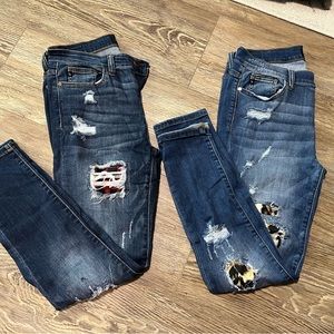 2 Pairs of Judy Blues .. red plaid patches & Cheetah patches.. both size 29